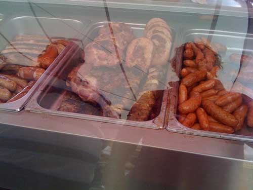 The boys meet their foe: sausages