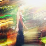 Very impressionist! A model wearing a simple long black dress
