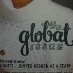 Detailed shot of my lettering saying "the global issue" on the front of Peppermint.
