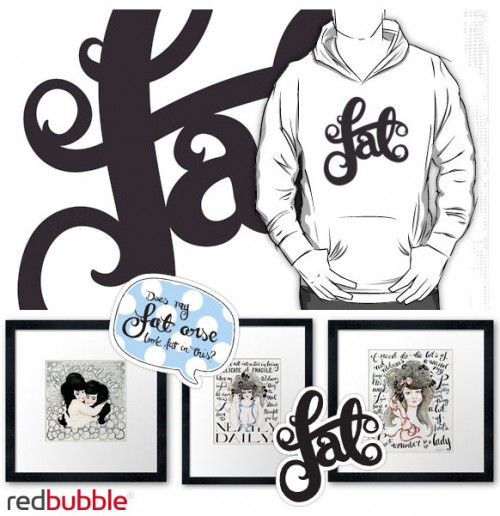 Red-Bubble-stuff Image of Red Bubble products with fat positive statements.