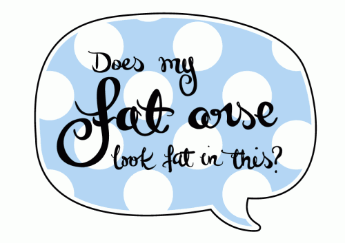 An illustrated speech bubble that says 
