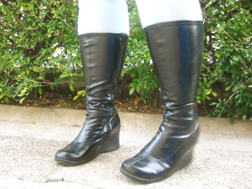 Photo of my vinyl wedge boots.