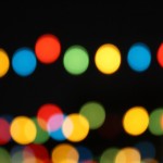 Photo of red, blue, green and yellow bokeh from party lights.