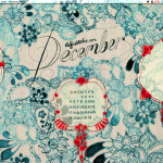 A computer wallpaper with paisley doodling all over the background in turquoise ink with three choral inked shapes (for holding icons) and a fancy "December" written in the middle.