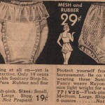 A vintage ad for mesh and rubber sanitary underpants.