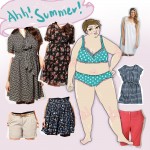 A digital illustration of me wearing a bikini surrounded by cut out dresses and shorts from Asos, Virtu and Sara.