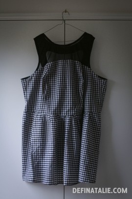 My self made black and white gingham dress with a black mesh yoke.