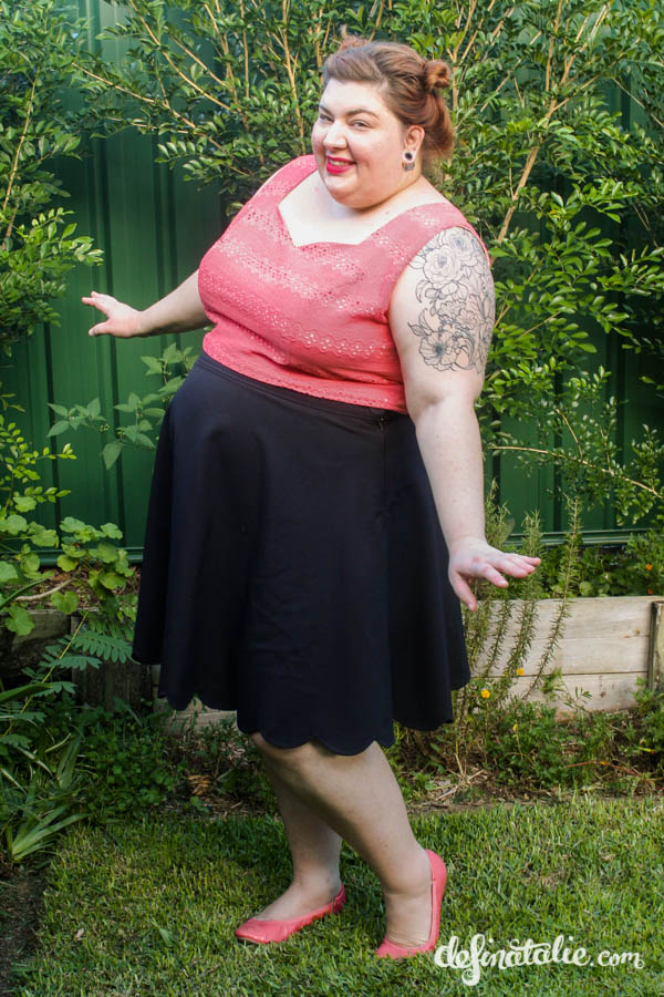 Feeling fancy in my coral and scallop separates, based on Tenterhook Patterns' Jacaranda Dress!
